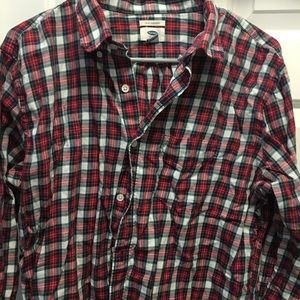 Red plaid button down shirt